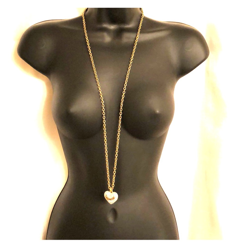 Juicy Couture Gold and Rhinestone Heart Necklace